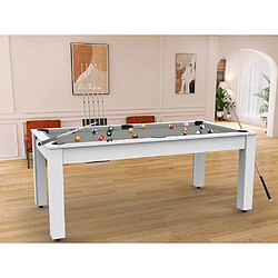 De Faugeres Billard convertible table 8 personnes Arizona (plateau et accessoires en option) Blanc boisé , Gris (plateau)