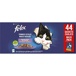 FELIX Tendres Effilés en Gelée Viandes-Poissons - 44 x 85 g - Sachets fraîcheur pour chat adulte pas cher