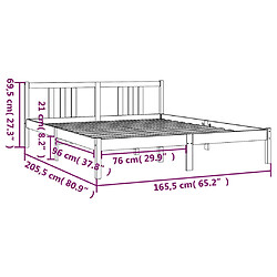 vidaXL Cadre de lit sans matelas gris bois massif 160x200 cm pas cher