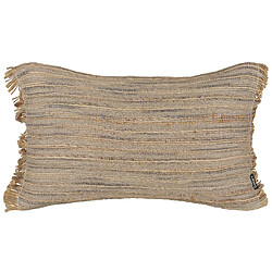 Beliani Coussin LEDUM Jute 30 x 50 cm À rayure Beige