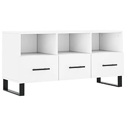 vidaXL Meuble TV blanc 102x36x50 cm bois d'ingénierie