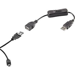 Renkforce USB-Kabel USB 2.0 USB-A Stecker, USB-Mini-B Stecker 40.00 cm Schwarz inkl. Ein/Aus-Schalter, vergoldete Steckkontakte (RF-3346620)