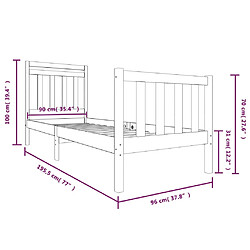 vidaXL Cadre de lit sans matelas blanc bois massif pas cher