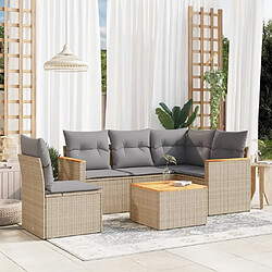 Maison Chic Salon de jardin avec coussins 6 pcs | Ensemble de Table et chaises | Mobilier d'Extérieur beige résine tressée -GKD23058