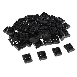 200Pcs Black Double Hole Cord Locks End Lock End Pour Shoelace Bag Pants