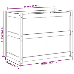 vidaXL Jardinière cire marron 90x50x70 cm bois de pin massif pas cher