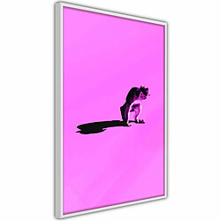 Paris Prix Affiche Murale Encadrée Monkey on Pink Background 20 x 30 cm Blanc