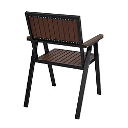 Mendler Lot de 2 chaises de jardin + table de jardin HWC-J95 Outdoor, alu aspect bois ~ noir, marron foncé pas cher