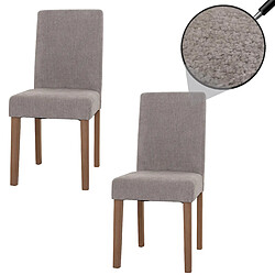 Decoshop26 Lot de 2 chaises de salle à manger dossier haut en tissu chenille gris clair pieds en bois clairs 04_0007322