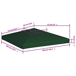 vidaXL Toile supérieure de belvédère 310 g / m² 3 x 3 m Vert pas cher