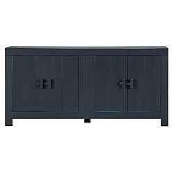 Pegane Buffet de 4 portes en pin massif coloris noir mat - Hauteur 85 x Longueur 177 cm x Profondeur 46 cm