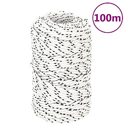 vidaXL Corde de bateau tressé Blanc 2 mmx100 m Polyester pas cher