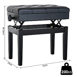 Avis Homcom Banquette tabouret siège pour piano hauteur réglable 55L x 33l x 48-58H cm coffre de rangement interne assise P.U capitonné bois noir