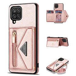 Coque en TPU + PU N.BEKUS avec béquille, porte-carte et dragonne rose pour votre Samsung Galaxy A12