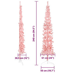 vidaXL Demi sapin de Noël artificiel mince avec support Rose 240 cm pas cher