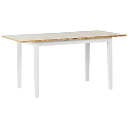 Beliani Table de salle à manger extensible en bois clair et blanc 120/150 x 80 cm HOUSTON