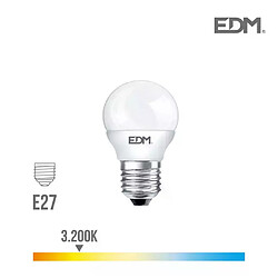 Edm Ampoule LED E27 7W Ronde équivalent à 48W - Blanc Chaud 3200K