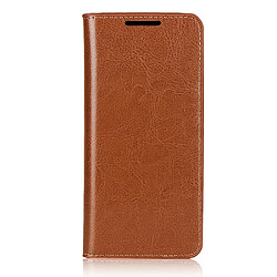 Etui en cuir véritable + TPU Cheval fou avec support marron pour votre Samsung Galaxy S20