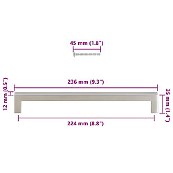 vidaXL Poignées d'armoire 5 pcs argenté 224 mm acier inoxydable pas cher