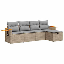 vidaXL Salon de jardin avec coussins 5 pcs beige résine tressée