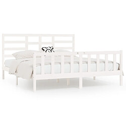 Maison Chic Lit Super King - Cadre de lit,Structure du lit Contemporain pour chambre Blanc Bois massif 180x200 cm -MN30902