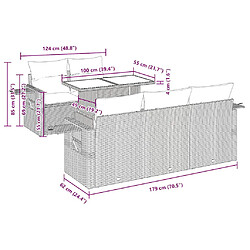 vidaXL Salon de jardin 6 pcs avec coussins gris résine tressée pas cher