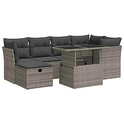 vidaXL Salon de jardin avec coussins 7 pcs gris résine tressée