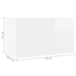 vidaXL Armoire d'évier Blanc brillant 80x38,5x45 cm Aggloméré pas cher