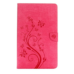 Wewoo Housse Étui Magenta pour Samsung Galaxy Tab A 10.1 fleurs pressées motif de papillon flip horizontal en cuir PU avec boucle magnétique et titulaire fentes cartes porte-monnaie