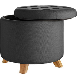 Helloshop26 Tabouret siège pouf avec coffre de rangement capitonné 44,5 cm gris 08_0000289