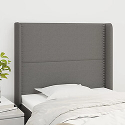 Maison Chic Tête de lit moderne avec oreilles pour chambre - Décoration de lit Gris foncé 93x16x118/128 cm Tissu -MN60739