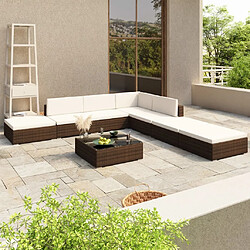 Maison Chic Salon de jardin 8 pcs + coussins - Mobilier/Meubles de jardin - Table et chaises d'extérieur Résine tressée Marron -MN13339