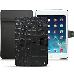 Housse cuir Apple iPad mini 5 - Rabat portefeuille - Crocodile nero ( Noir / Black) - NOREVE