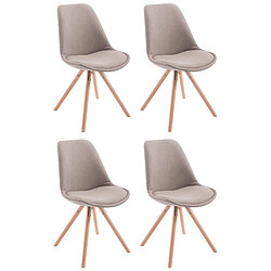 Decoshop26 4 chaises de salle à manger style scandinave en tissu taupe pieds rond en bois clair CDS10351