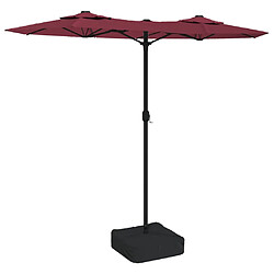 vidaXL Parasol de jardin à double tête avec LED rouge bordeaux