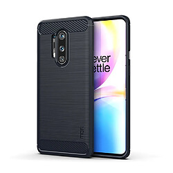 Coque en TPU fibre de carbone brossé bleu foncé foncé pour votre OnePlus 8 Pro