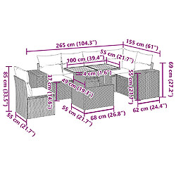 vidaXL Salon de jardin 7 pcs avec coussins noir résine tressée pas cher