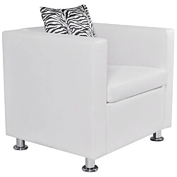 Helloshop26 Fauteuil chaise siège lounge design club sofa salon cuir synthétique blanc 1102079/3