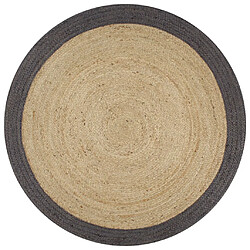 Decoshop26 Tapis fait à la main Jute avec bord gris foncé 120 cm DEC023473