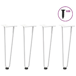 vidaXL Pieds de table en forme d'épingle à cheveux 4 pcs blanc 42 cm