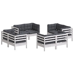 Avis Maison Chic Salon de jardin 8 pcs + coussins - Mobilier/Meubles de jardin - Table et chaises d'extérieur anthracite Bois de pin -MN61442