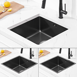 AURALUM MAX Évier Encastré 44x44x20CM Évier de Cuisine 1 Bac Évier de Cuisine En Acier Inoxydable 304,Gris Noir pas cher