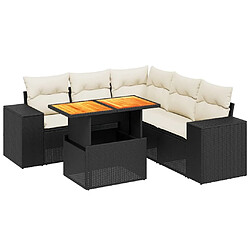 Maison Chic Ensemble Tables et chaises d'extérieur 6pcs avec coussins,Salon de jardin noir résine tressée -GKD220055