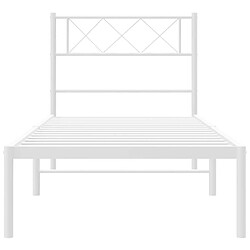 Maison Chic Lit adulte - Cadre de lit métal avec tête de lit,Structure du lit Contemporain pour chambre blanc 75x190 cm -MN53707 pas cher