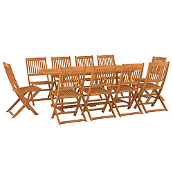 vidaXL Ensemble à manger de jardin 11 pcs 220x90x75 cm bois d'acacia