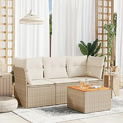 Maison Chic Salon de jardin avec coussins 4 pcs | Ensemble de Table et chaises | Mobilier d'Extérieur beige résine tressée -GKD10471