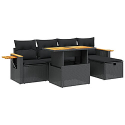 Maison Chic Ensemble Tables et chaises d'extérieur 6pcs avec coussins,Salon de jardin noir résine tressée -GKD315750