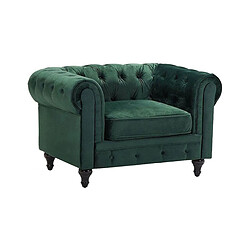 Beliani Fauteuil CHESTERFIELD Velours Vert émeraude