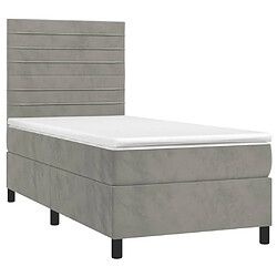 Avis Maison Chic Lit Adulte - Lit simple Lit à sommier tapissier et matelas moelleux - Meuble de Chambre - Gris clair 90x190 cm Velours -MN13885