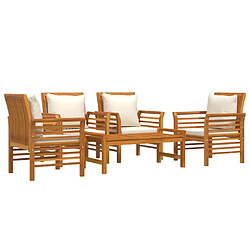 Avis Maison Chic Salon de jardin 5 pcs + coussins - Mobilier/Meubles de jardin - Table et chaises d'extérieur Bois massif d'acacia -MN58772